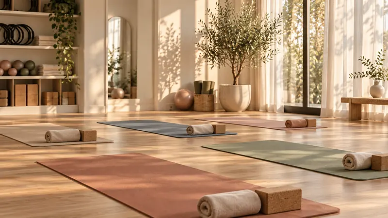 Στρώματα pilates σε φωτεινή αίθουσα