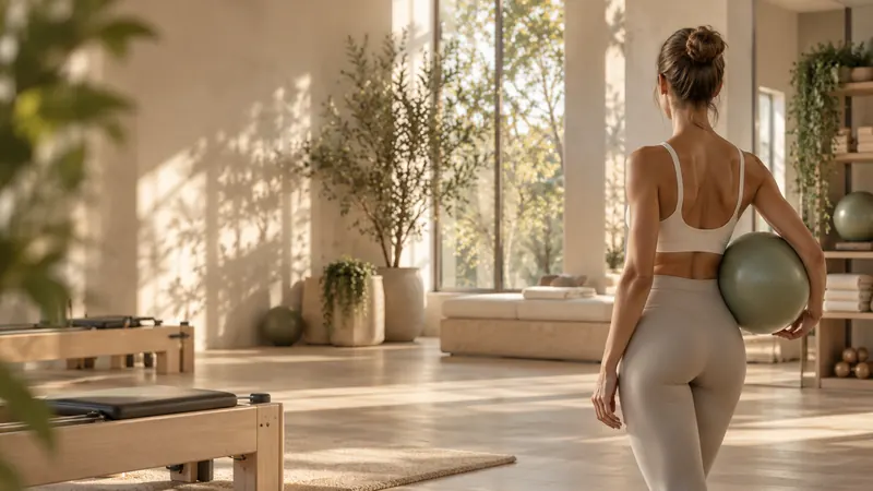 Γυναίκα σε όρθια στάση σε pilates studio
